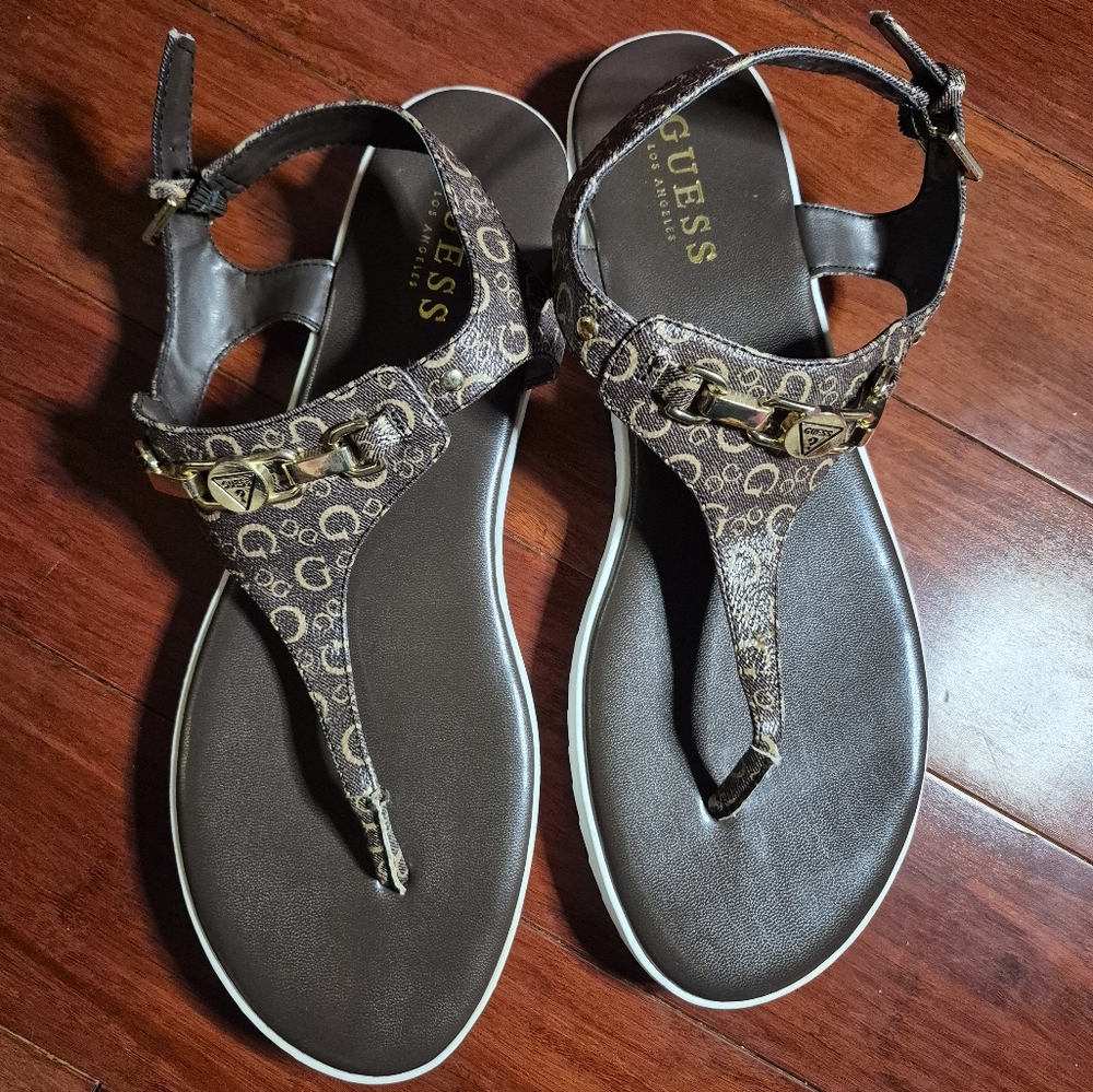 Guess Brown and Gold Women's Sandals